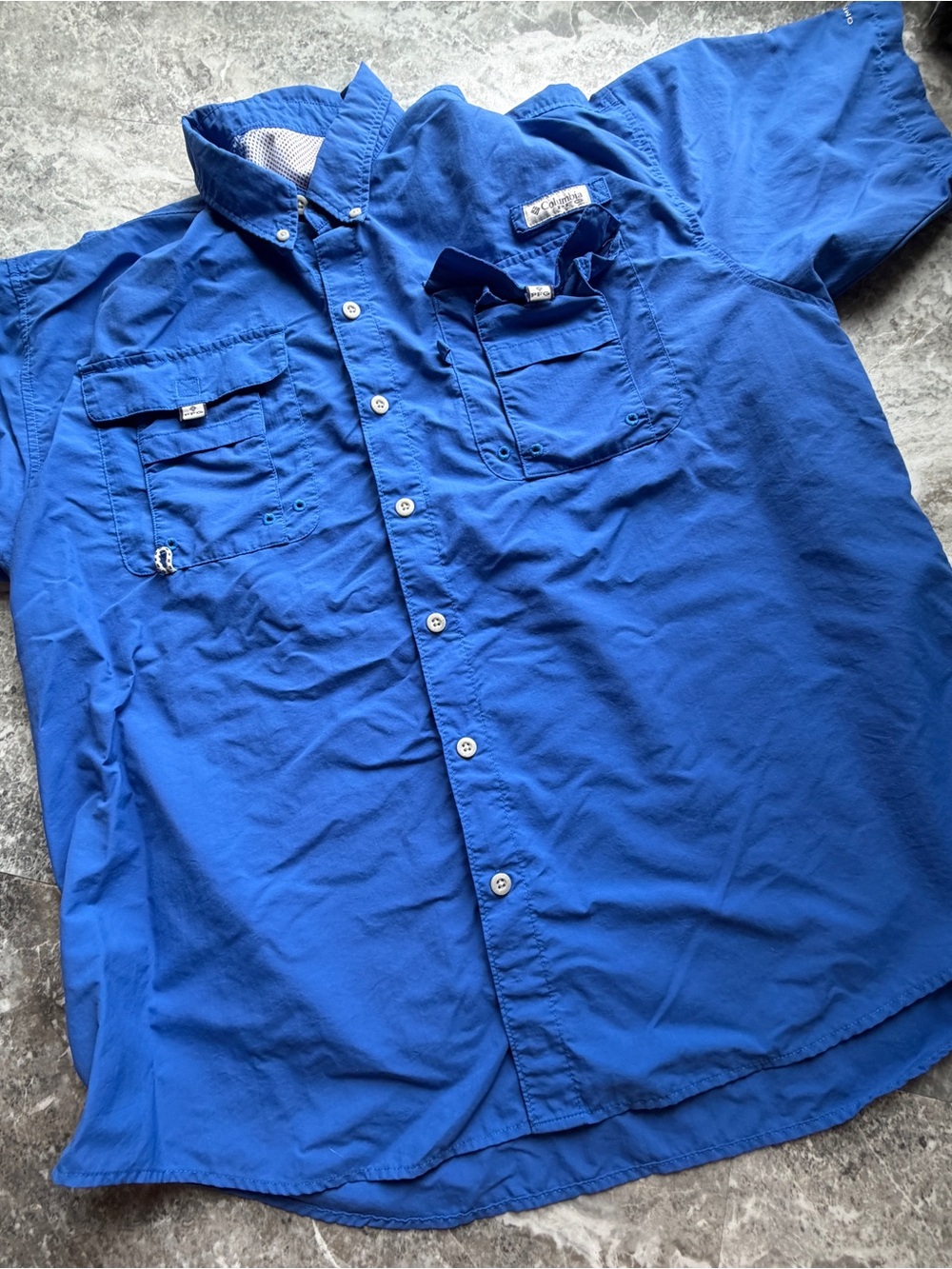 Columbia PFG Omni-Shade Men’s XXL? Blue Fishing Shirt Short Sleeve Button Up